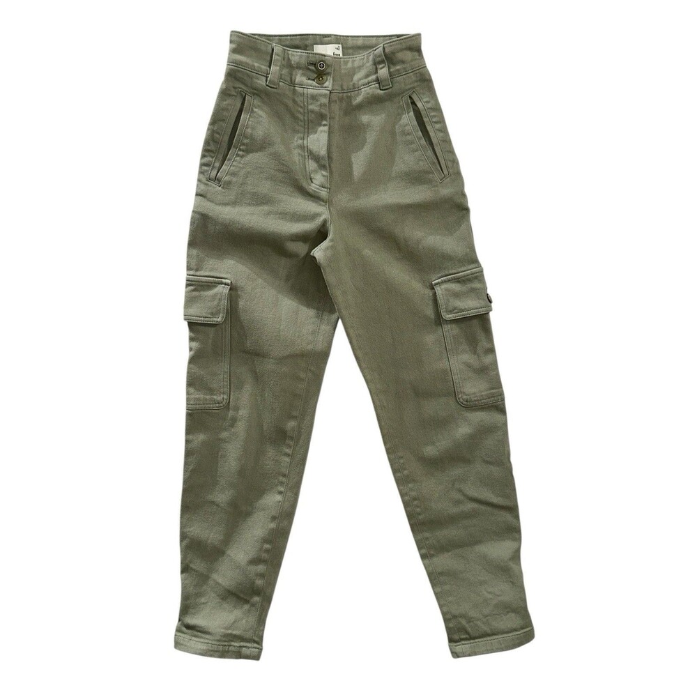 Aritzia Wilfred Free Cargo Pants Size 00 Green Utility Pockets Casual Old Money